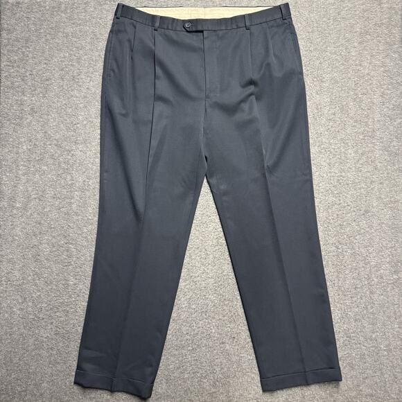 Brooks Brothers 346 Wool Dress Pants Mens 42 x 32 Black Pleated Cuffed - Picture 1 of 9